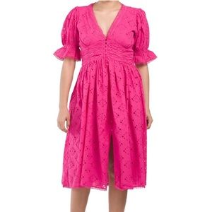 House of Harlow Eyelet MIDI Dress Pink